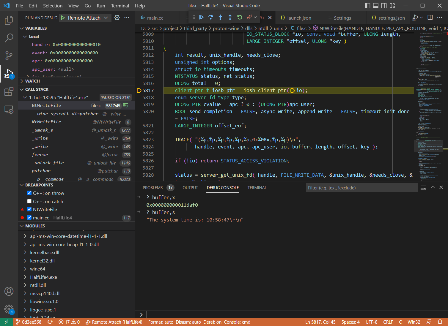 Visual Studio Code inside the syscall